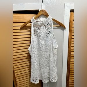 Never worn - Sleeveless White Lacy Overlay Top
